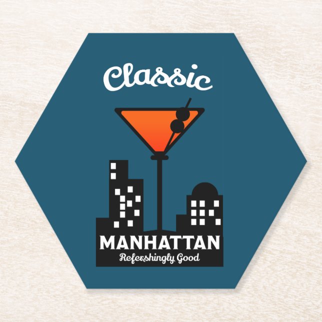Manhattan Cocktail Wall Art Paper Coaster (Front)