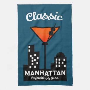 Manhattan Cocktail Wall Art Tea Towel