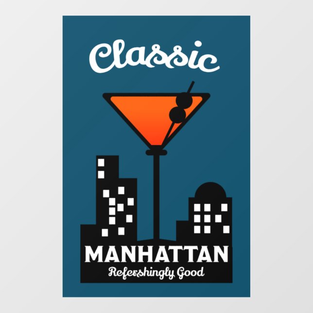 Manhattan Cocktail Wall Art Window Cling (Sheet)