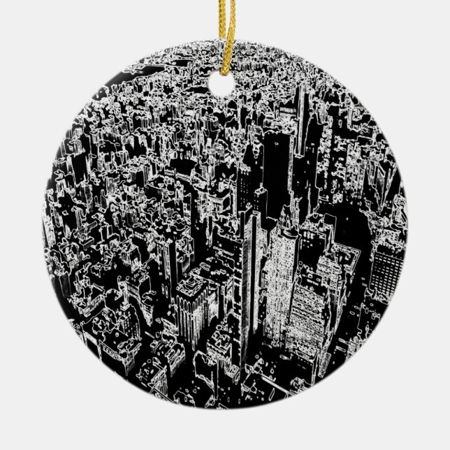 Manhattan designed ceramic tree decoration (Front)