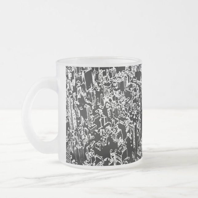 Manhattan designed frosted glass coffee mug (Left)