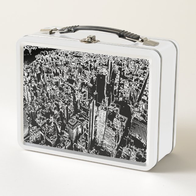 Manhattan designed metal lunch box (Front)