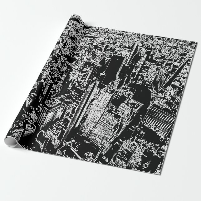 Manhattan designed wrapping paper (Unrolled)