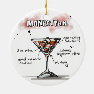 Manhattan Drink Recipe Design Ceramic Tree Decoration