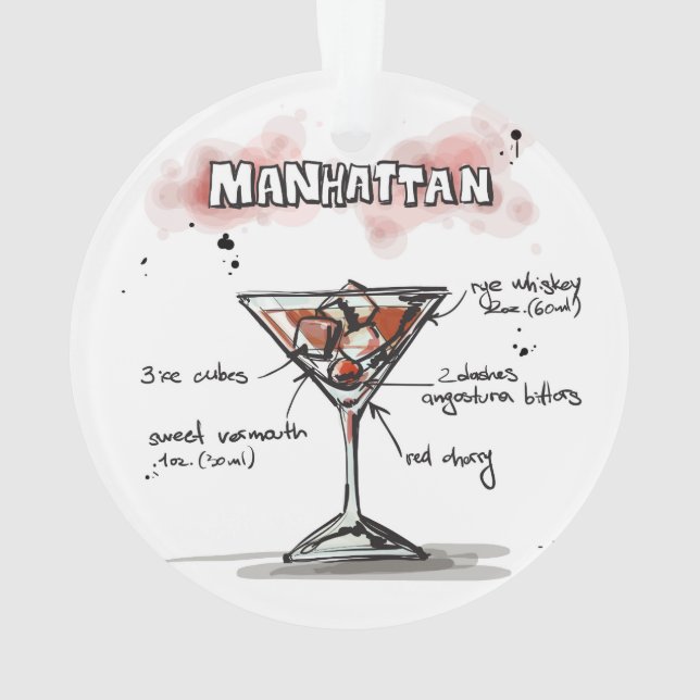 Manhattan Drink Recipe Design Ornament (Back)
