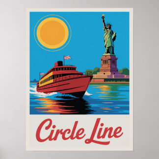 Manhattan Ferry Circle Line Statue Liberty View Poster