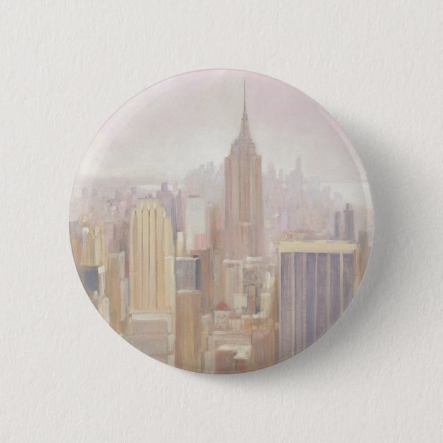 Manhattan in the Mist | New York City 6 Cm Round Badge (Front)