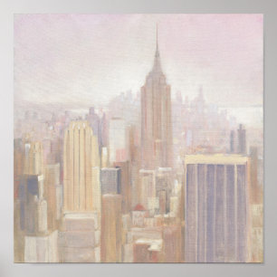 Manhattan in the Mist   New York City Poster