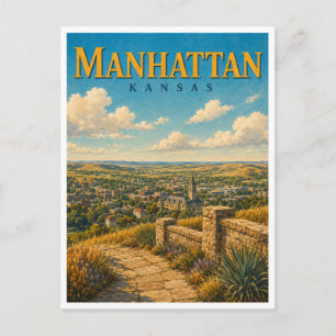 Manhattan Kansas Bluemont Hill GeoSaga Postcard