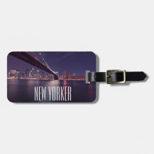 Manhattan Lights, Brooklyn Bridge, East River, NYC Luggage Tag
