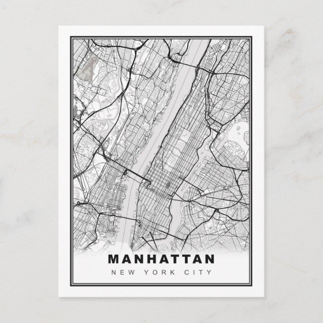 Manhattan Map Postcard (Front)