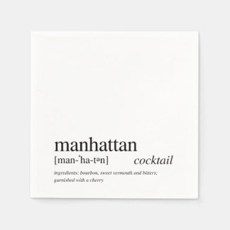 Manhattan Modern Quote Black Typography Cocktail Napkin