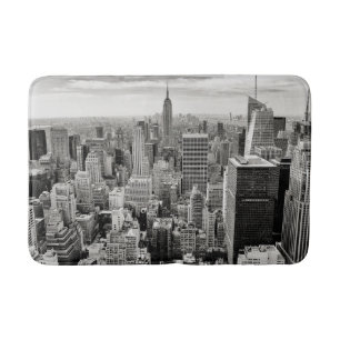 Manhattan, New York (black & white panorama) Bath Mat