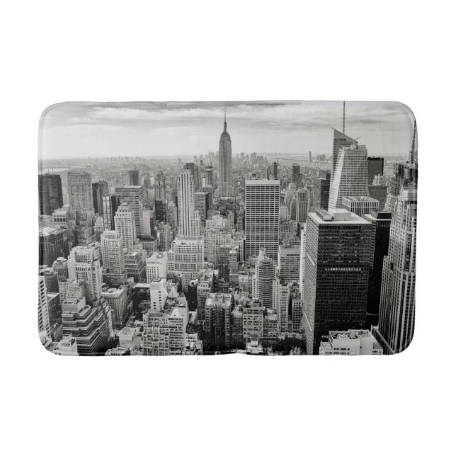 Manhattan, New York (black & white panorama) Bath Mat (Front)
