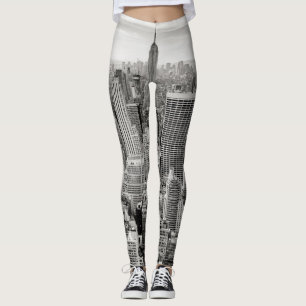 Manhattan, New York (black & white panorama) Leggings