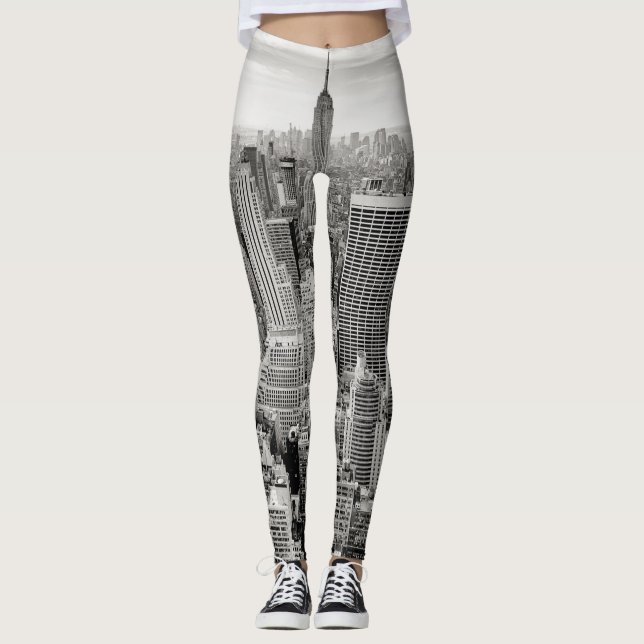 Manhattan, New York (black & white panorama) Leggings (Front)