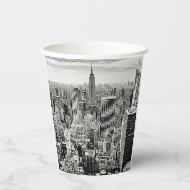 Manhattan, New York (black & white panorama)  Paper Cups (Front)
