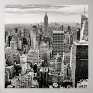 Manhattan, New York (black & white panorama) Poster