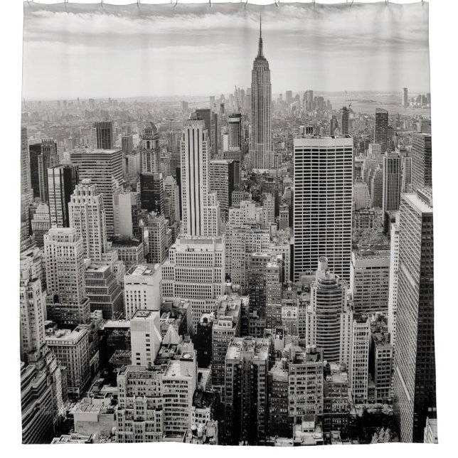 Manhattan, New York (black & white panorama) Shower Curtain (Front)