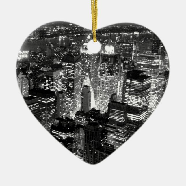 Manhattan New York City Ceramic Tree Decoration (Front)
