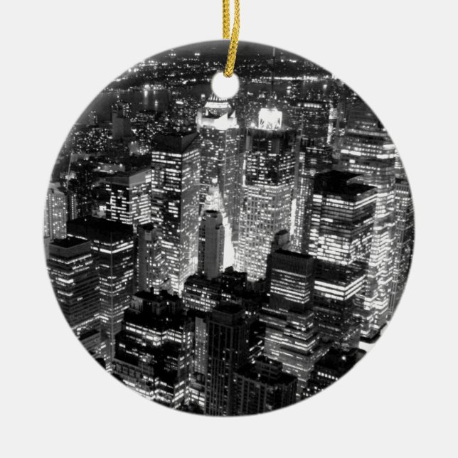 Manhattan New York City Ceramic Tree Decoration (Front)