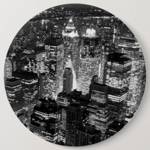 Manhattan New York City Night Black & White 6 Cm Round Badge