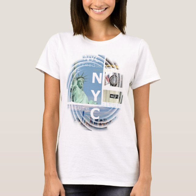 Manhattan New York City Nyc Liberty Statue Modern T-Shirt (Front)