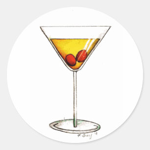 Manhattan New York City NYC Mixed Drink Cocktail Classic Round Sticker