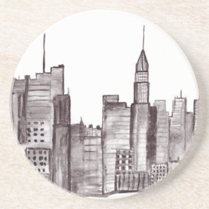 Manhattan New York city watercolor Coaster
