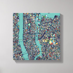 Manhattan New York Map Canvas Print