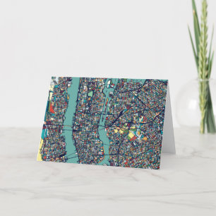 Manhattan New York Map Card