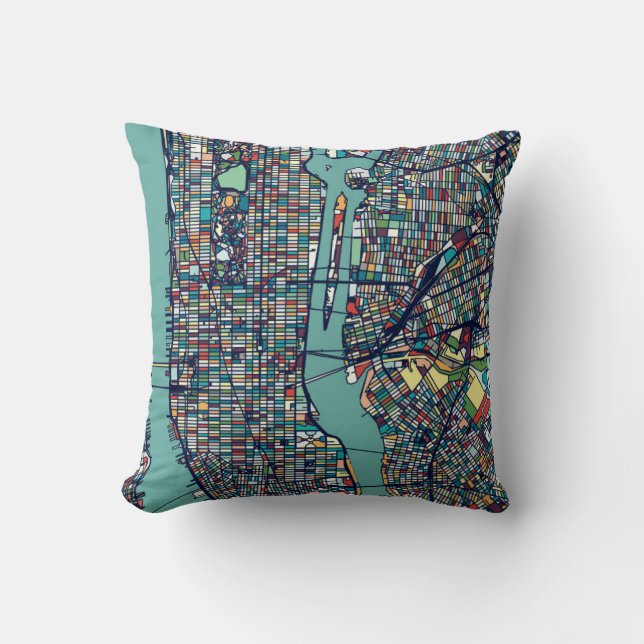 Manhattan New York Map Cushion (Front)