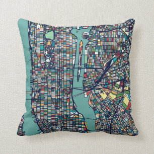 Manhattan New York Map Cushion