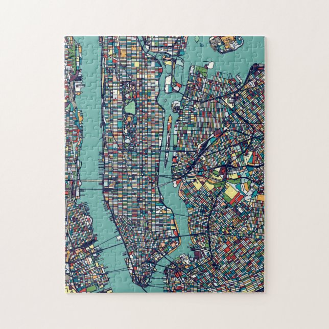 Manhattan New York Map Jigsaw Puzzle (Vertical)