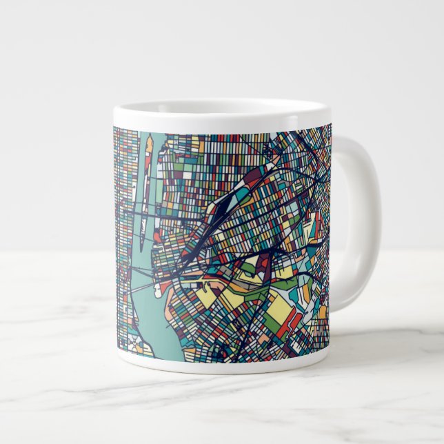 Manhattan New York Map Large Coffee Mug (Front Right)
