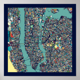 Manhattan New York Map Poster