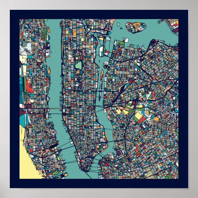 Manhattan New York Map Poster (Front)