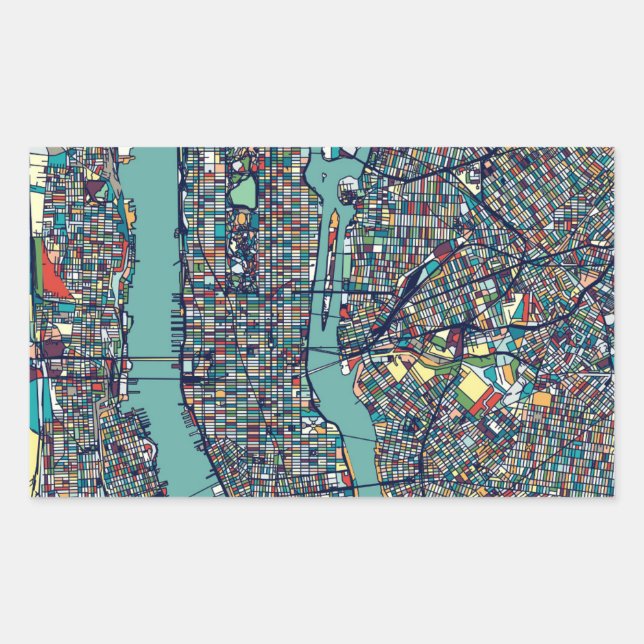 Manhattan New York Map Rectangular Sticker (Front)