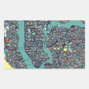 Manhattan New York Map Rectangular Sticker