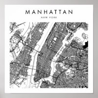 Manhattan New York Minimal Modern Street Map