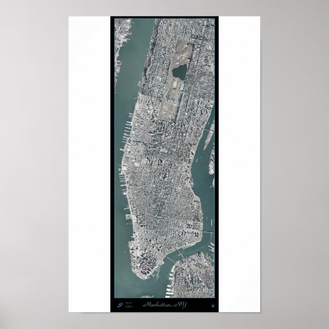 Manhattan, New York (NY) from space satellite post Poster (Front)