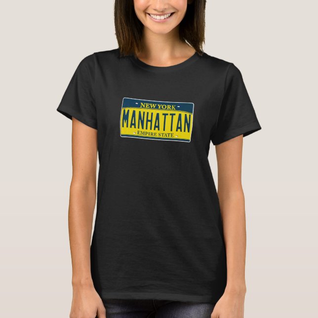 Manhattan New York NY USA Neighborhood License Pla T-Shirt (Front)