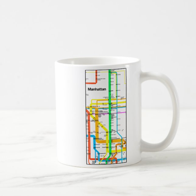 Manhattan New York Nyc Subway Map Retro Rail Trans Coffee Mug (Right)