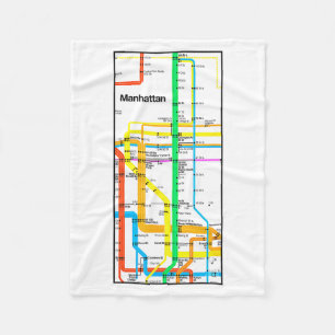 Manhattan New York Nyc Subway Map Retro Rail Trans Fleece Blanket