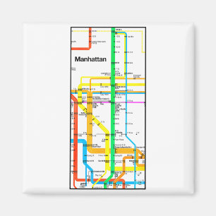 Manhattan New York Nyc Subway Map Retro Rail Trans Magnet