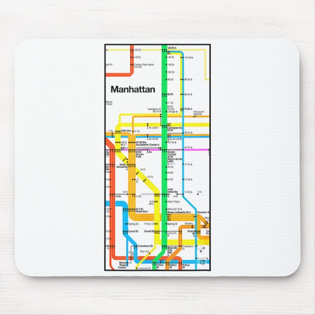 Manhattan New York Nyc Subway Map Retro Rail Trans Mouse Mat (Front)