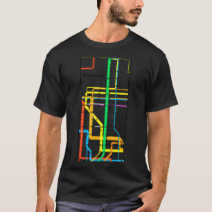 Manhattan New York Nyc Subway Map Retro Rail Trans T-Shirt