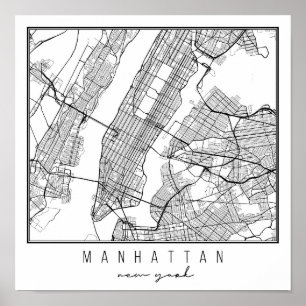 Manhattan New York Street Map Poster