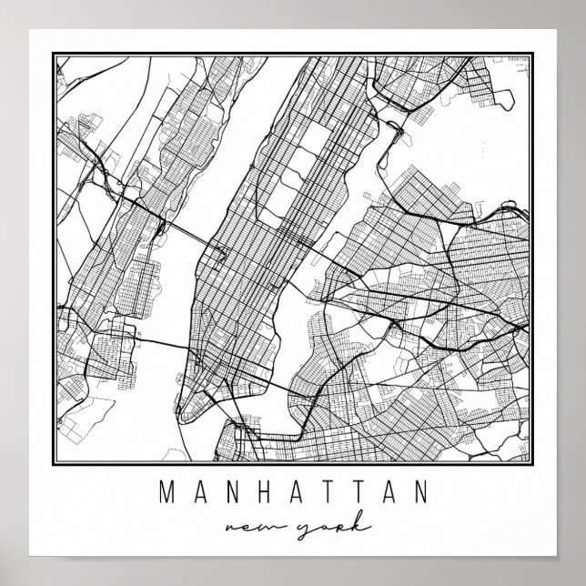 Manhattan New York Street Map Poster (Front)