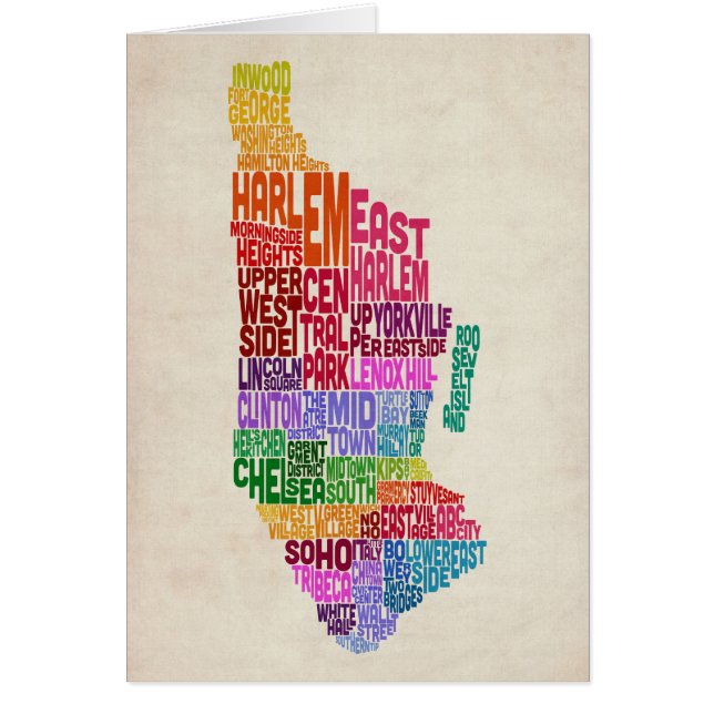 Manhattan New York Typography Text Map (Front)